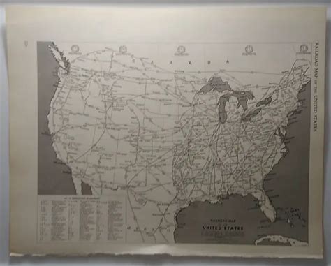 1960 S VINTAGE US RAILROAD MAP Atlas Map Old Antique Rand McNally