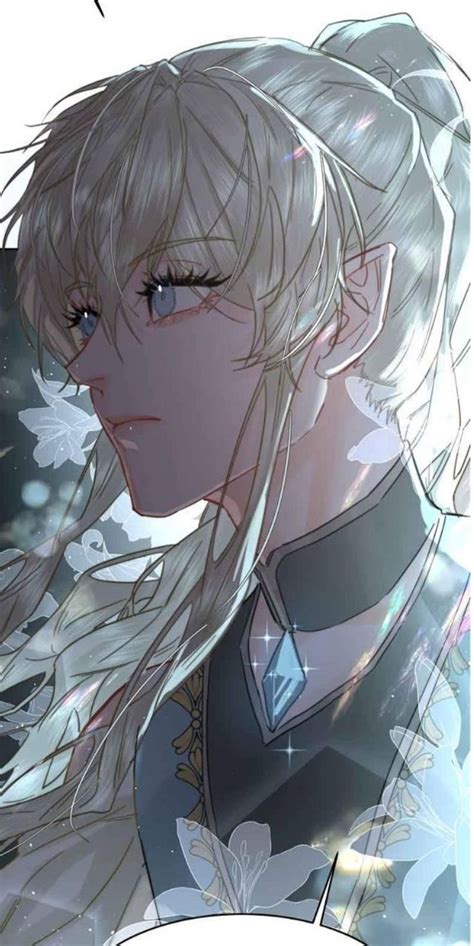 An Anime Character With Long Blonde Hair And Blue Eyes Looking To The Side In Front Of