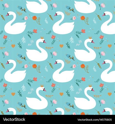 Seamless Swan Pattern Royalty Free Vector Image