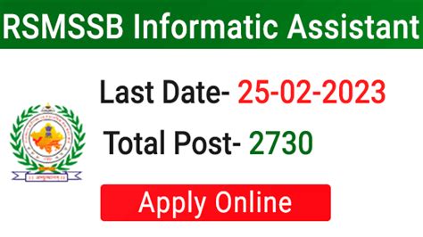 RSMSSB Informatic Assistant IA Recruitment Online Form 2023