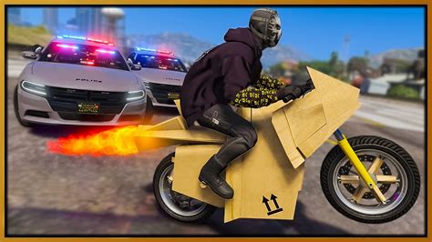 GTA 5 Roleplay Flying Cardboard Bike Trolls Cops RedlineRP YouTube