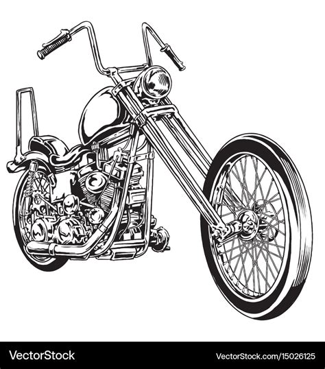 Drawn And Inked Vintage American Chopper Motor Vector Image