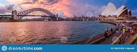 Sydney Opera House And Harbour Bridge Sunset Panorama Editorial