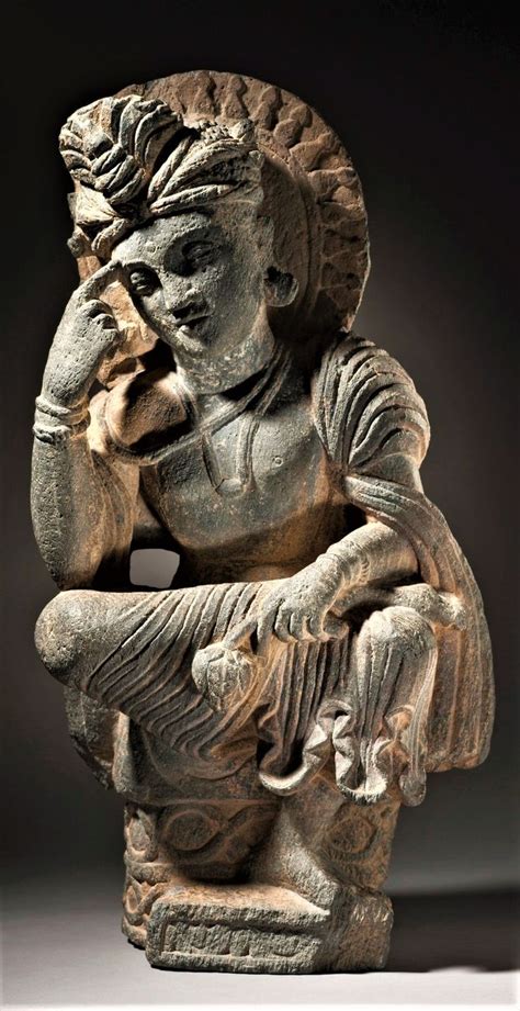 Pensive Bodhisattva Pakistan Gandhara Region Circa 200 300 Gray