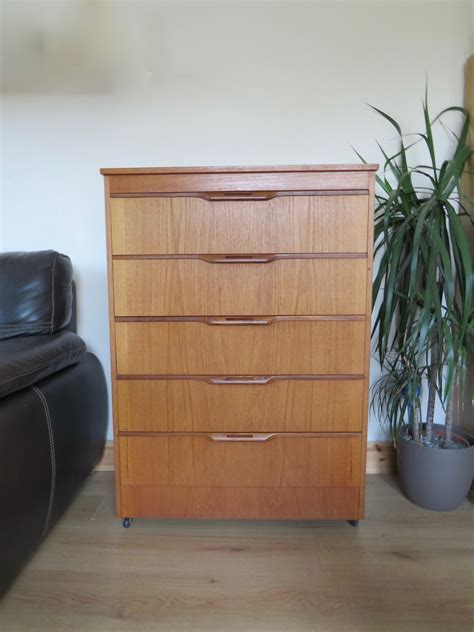 Vintage Teak Chest Of Drawers Dutch Mid Century S Veneer Chest Of