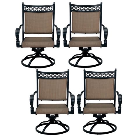 Mountain View 4 Piece Cast Aluminum Sling Patio Swivel Rocker Dining