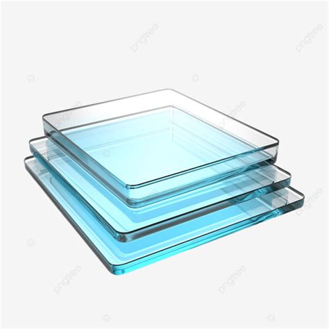 3d Set Of Rectangle Glass Plates Rectangle Glass Box PNG Transparent