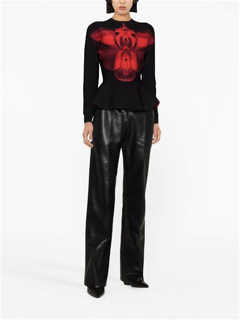 Alexander McQueen Orchid Jacquard Peplum Cardigan Farfetch