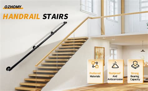 10FT 3M Staircase Handrails OZHOMY Pipe Stair Handrail Carbon Steel