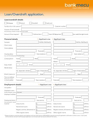 Overdraft Application Form Fill Online Printable Fillable Blank