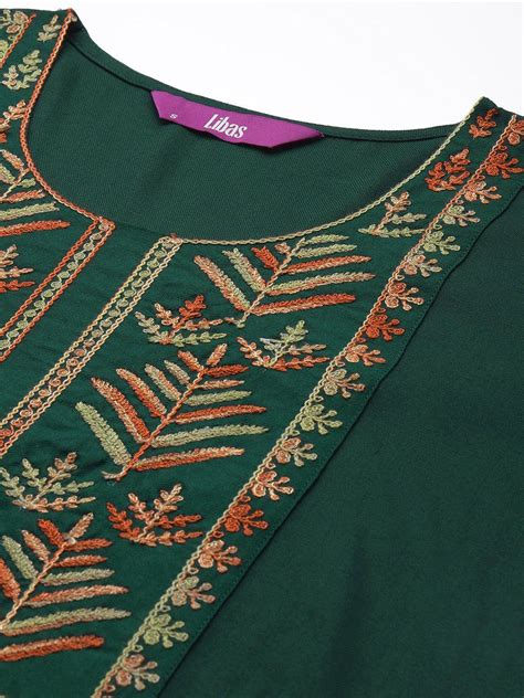 Buy Green Embroidered Pashmina Wool Straight Kurta Online At Rs 503 Libas