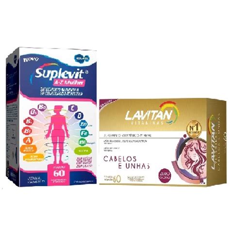 KIT Lavitan Hair C 60 Cabelos E Unhas Suplevit A Z Mulher C 60 Cabelo