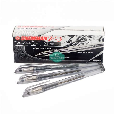 Jual Pulpen Snowman V3 05mm Hitam Merah Biru Bolpoin Ballpoint Gel
