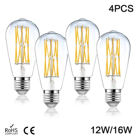 Ampoule LED R Tro Edison Filament ST64 4 Pi Ces E27 12W 16W 85 265V