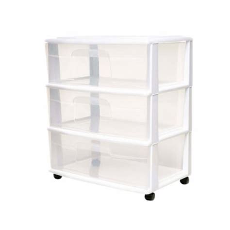 Homz Plastic 3 Clear Drawer Small Rolling Storage Container Tower