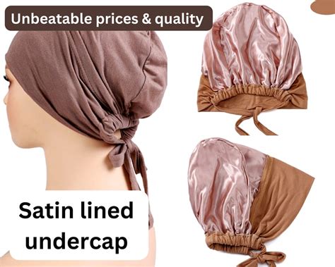 Satin Lined Undercap Hijab Scarf Satin Sleep Cap Silk Undercap Chemo