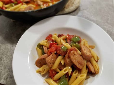 Fajita Pasta With Chicken Sausage And Fire Roasted Tomatoes Sugar Booger Sweets