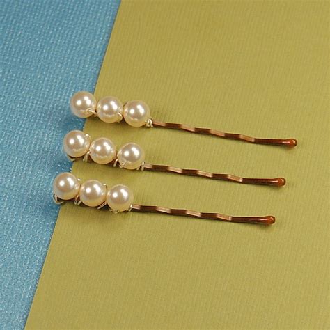 Pearl Bobby Pins Ivory Pearl Trio On Bronze Pins Hair Etsy In