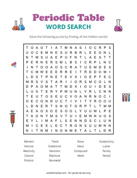 Periodic Table Word Search