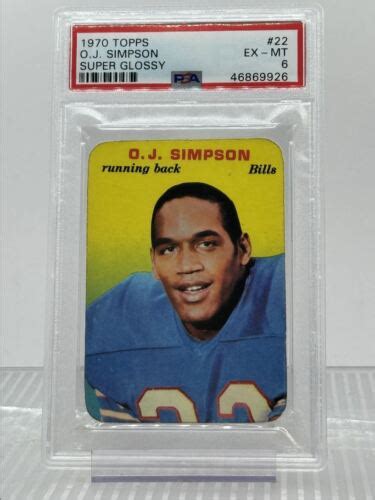 O J Simpson Topps Football Super Glossy Rookie Rc Psa Q