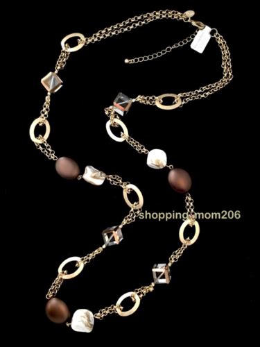 Lia Sophia Looking Glass Genuine Mop Glass Resin Beads Necklace Rv