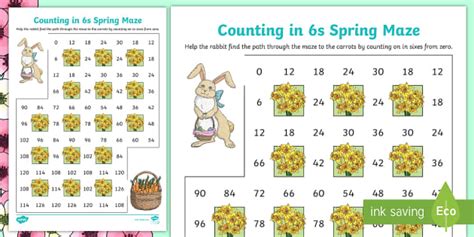 Spring Themed Counting In 6s Maze Worksheet Teacher Made