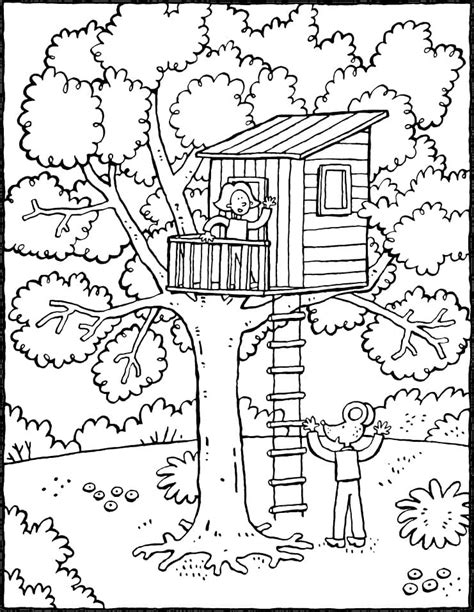 Cartoon Treehouse Coloring Pages Coloring Cool