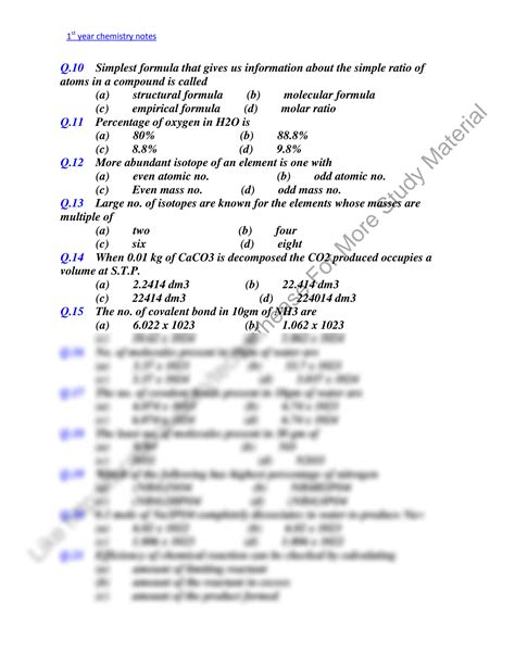 Solution 1st Year Chemistry Complete Book Solved Mcq 1 Studypool