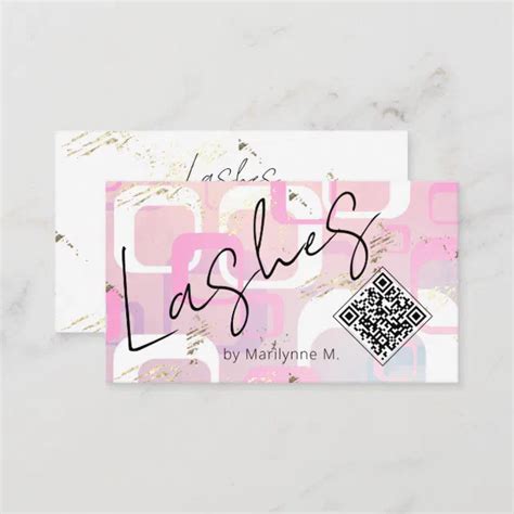 Qr Code Retro Pink Lashes Business Card Zazzle