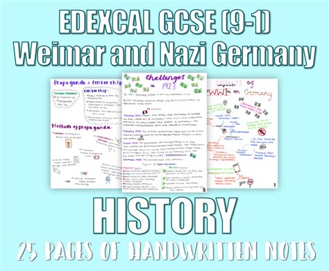 Edexcel Gcse 9 1 History Revision Notes Weimar And Nazi Germany Etsy