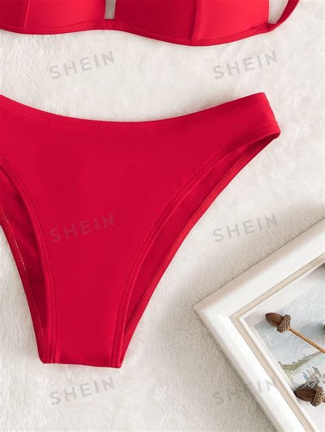 Shein Swim Solid Push Up Bikini Swimsuit Shein Uk