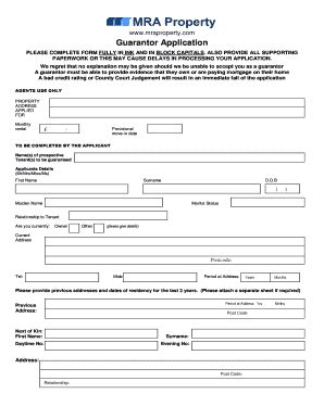 Fillable Online Wwwbmrapropertybbcomb Guarantor Application Fax Email