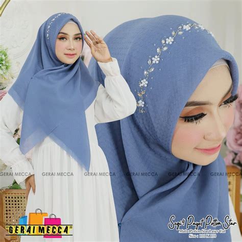 Jual Potton Star Payet Mutiara Kerudung Payet Mewah Jilbab Mute