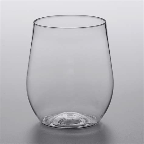 Visions 8 Oz Clear Plastic Stemless Wine Glass 16 Pack