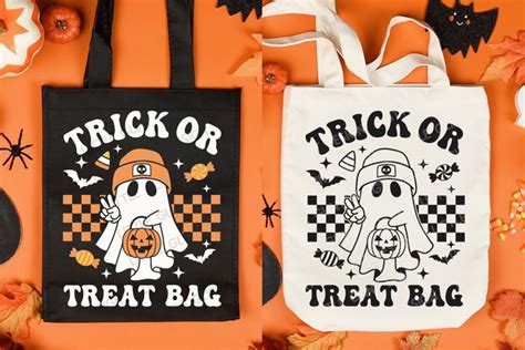 Trick or Treat Bag SVG | Kids Halloween Bag | Retro Ghost