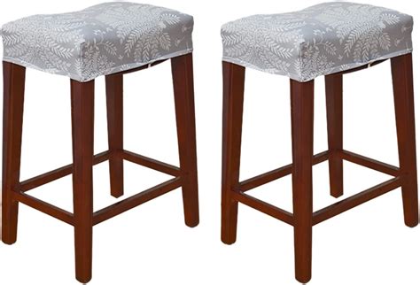 Krfoonn 2 Pack Rectangle Bar Stool Covers Printed Chair