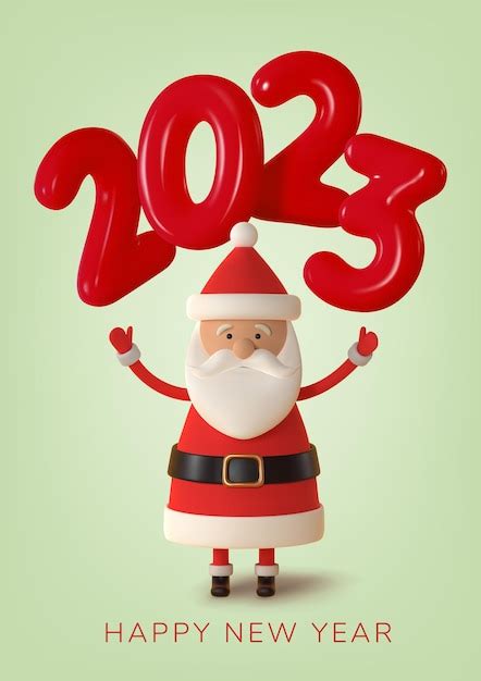 Premium Vector | Happy new year christmas santa claus with red 2023 ...