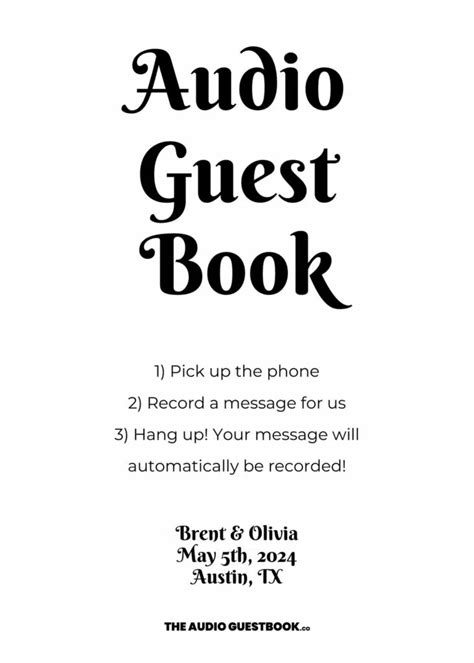 Free Printable Audio Guestbook Sign The Audio Guestbook Co