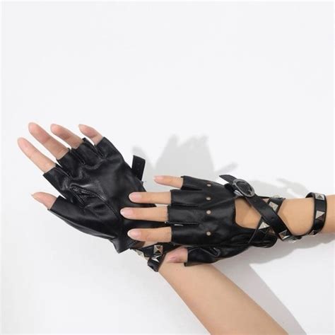 Accessories Y2k Emo Gloves Goth Aesthetic Custom Black Rockstar