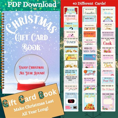 Printable Christmas Gift Card Book 40 Pages For Festive Gifting