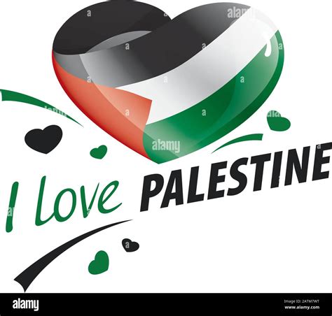 National Flag Of The Palestine In The Shape Of A Heart And The