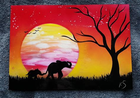 Sunset Nature Spray Painting Spray Paint Painting