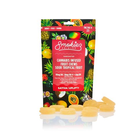 Smokiez 2 1 Sour Tropical Fruit Sativa [10pk] 100mg Thc 50mg Thcv 10pk Caliva