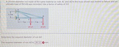 Solved A Mm Diameter Rod Made Of The Same Material As Chegg