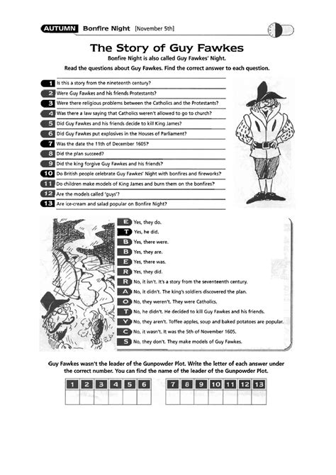 Guy Fawkes Worksheet Pdf