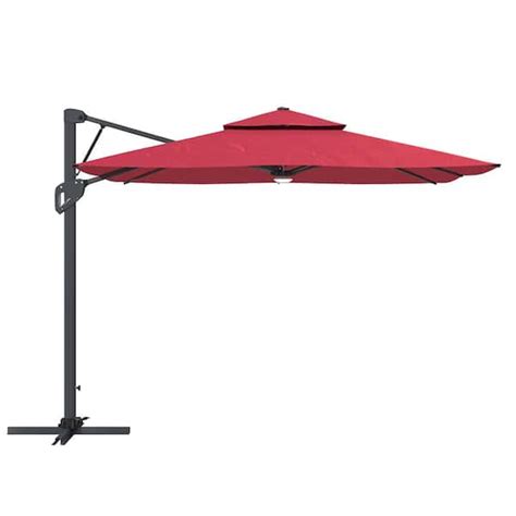 Boyel Living 10 Ft Aluminum And Steel Cantilever Outdoor Patio Umbrella With Led Light In Red