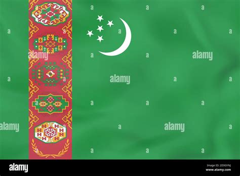 Turkmenistan Waving Flag Turkmenistan National Flag Background Texture