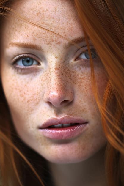 Premium Ai Image Closeup Portrait Of A Beautiful Redhead Girl With Freckles