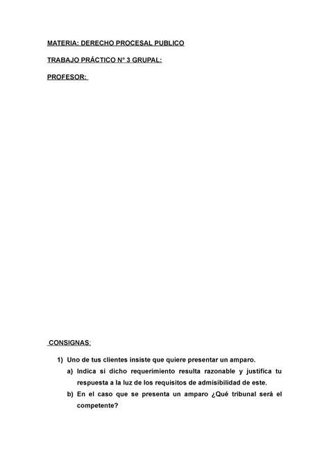 TP 3 DER PROC PCO Grupal Completo MATERIA DERECHO PROCESAL PUBLICO