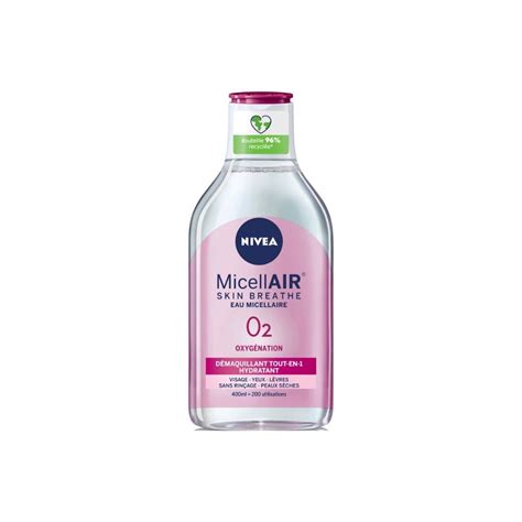 Eau démaquillant micellaire peaux sèches Nivea MicellAIR O2 400mL